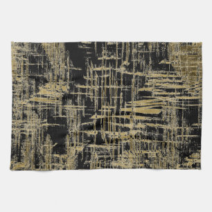 Black and Gold Modern Art Kitchen Towel