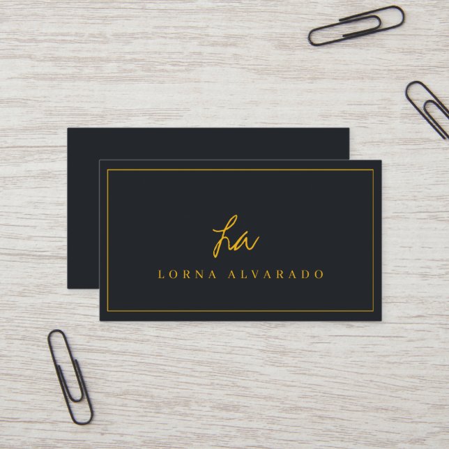 Black and Gold Modern Event Planner Business Card (Front/Back In Situ)