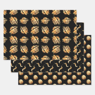 Black And Gold Modern Glam Wrapping Paper Sheet