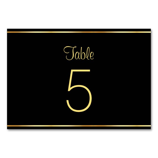 Black And Gold Modern Glamourous Template Trendy Table Number (Back)
