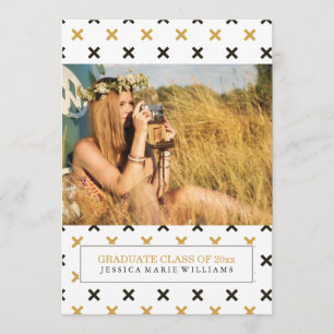 Black and Gold Modern Graduation Invitations