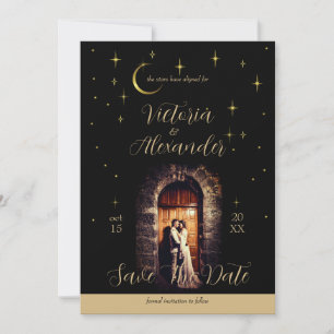 Black and Gold Modern Minimal Celestial 2 Save The Date