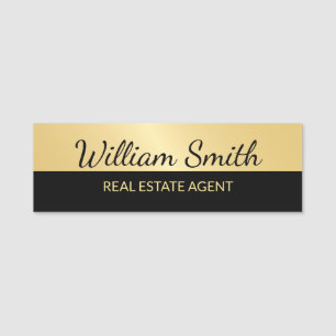 Black and Gold Modern Professional Personalized Name Tag