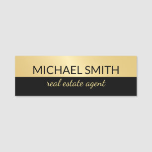 Black and Gold Modern Professional Personalized Name Tag