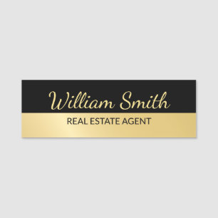 Black and Gold Modern Professional Personalized Name Tag