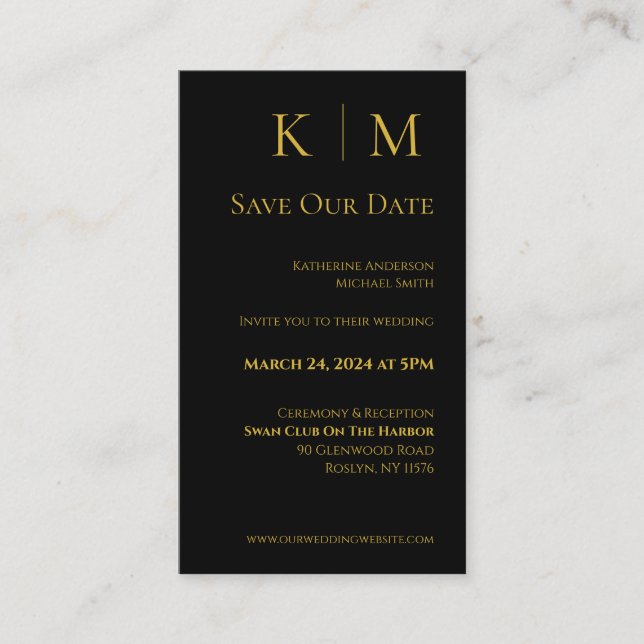 Black and Gold-Modern-Save the Date- Business Card (Front)