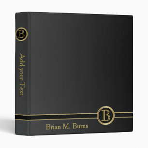 Black and Gold Monogram Design Binder