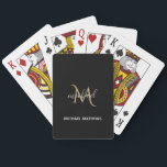 Black and Gold Monogram Elegant Luxury    Playing Cards<br><div class="desc">Classic elegant luxury  design featuring black and gold  with monogram. The template has been set up so you just need to add your name to complete the design. Matching accessories in store .</div>