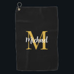 Black And Gold Monogram Initial Elegant Template Golf Towel<br><div class="desc">Gold Colour Monogram Elegant Modern Trendy Black Template Outdoor Sports Equipment Towels / Best Golf Towel.</div>