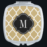 Black and Gold Moroccan Quatrefoil Monogram Makeup Mirror<br><div class="desc">Stylish modern travel compact mirror features a cute trendy Moroccan quatrefoil pattern. Personalize it with your monogram or other custom text in a chic quatrefoil frame. Click Customize It to add your own text and images or change text fonts and colours to create a unique one of a kind design....</div>