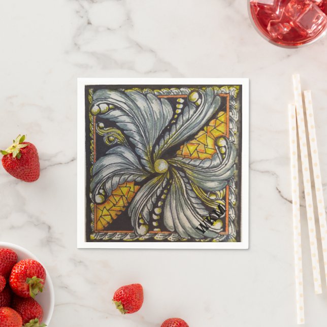 Black and Gold Mosaic Napkin (Insitu)