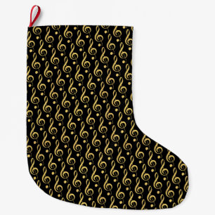 Black and Gold Musical Treble Clef Stocking