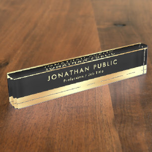 Black And Gold Name Text Elegant Template Modern Nameplate