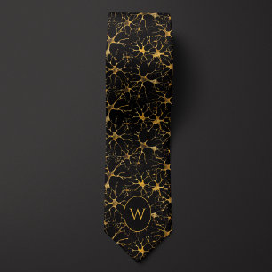 Black and Gold Neurons Neck Tie