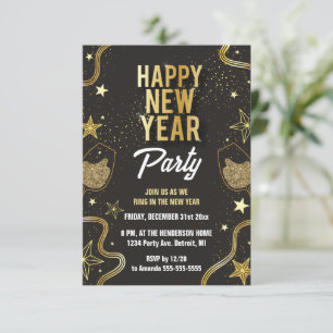Black and gold New year Party Invitation