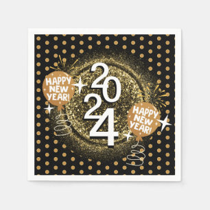Black and Gold New Year's - Customize Napkin