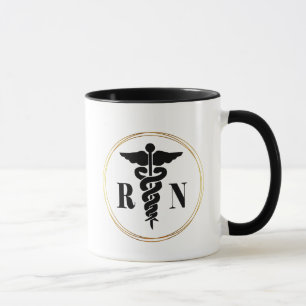 Black and Gold Nurse Caduceus Symbol Mug