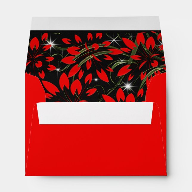 Black and Gold on Bright Red Personalized Envelope (Back (Bottom))