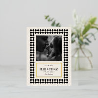 Black and Gold on Ivory Chequerboard Border Jazz