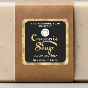 Black and Gold organic soap product label w logo