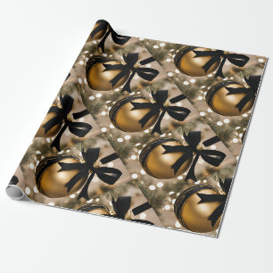 Black and Gold Ornament Photo Wrapping Paper