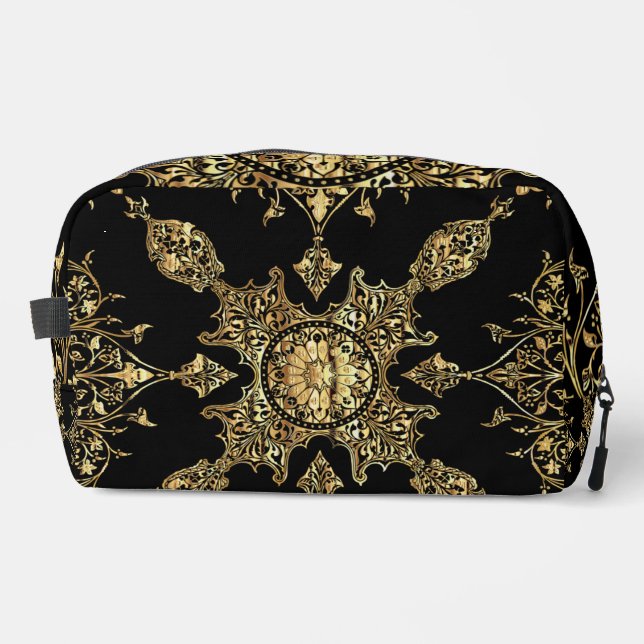 Black and Gold Ornamental  Dopp Kit (Front)