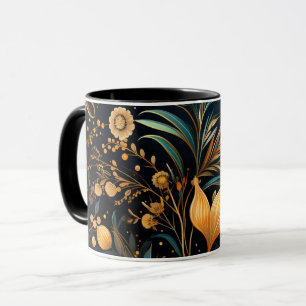 Black and Gold Ornamental Pattern Mug