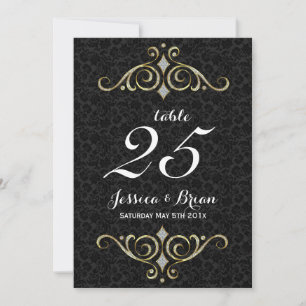 Black And Gold Ornaments Wedding Table Number