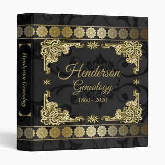 Black And Gold Ornate Genealogy Family Tree Binder