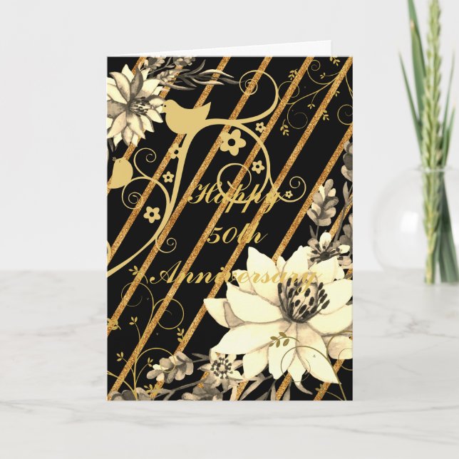Black and Gold Ornate Personalized Card (Front)