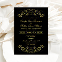 Black and Gold Ornate Scroll Wedding