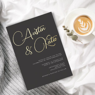 Black and Gold Oversized Script Typography Wedding