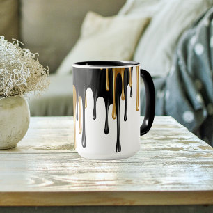 Black and Gold Paint Drips Mug