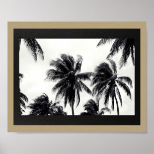 Black and Gold Palm Trees Tropical Printable Art Poster