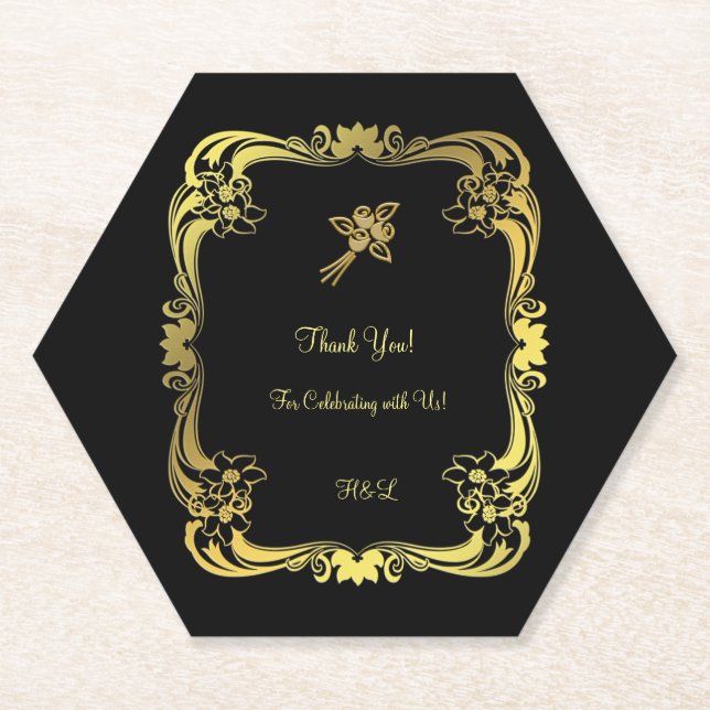 Black and Gold Paper Coaster (Front)