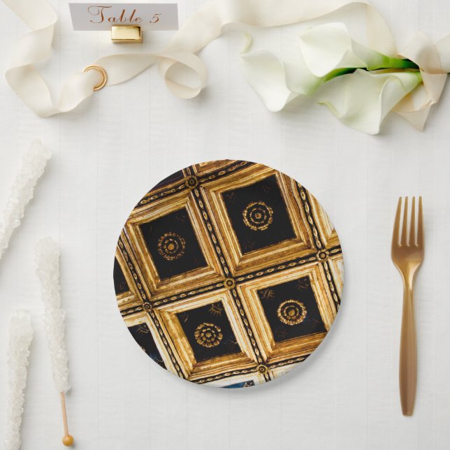 Black and Gold Paper Plate (Wedding)