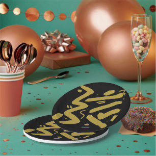 Black and Gold Paper Plate