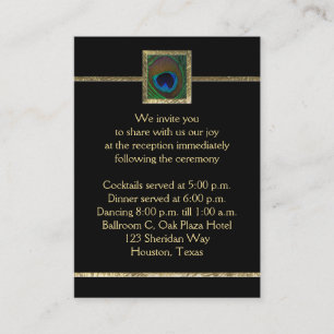 Black and Gold Peacock Feather Enclosure Card