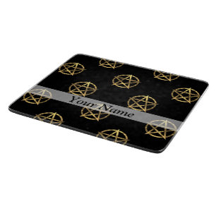Black and gold pentagram cutting board