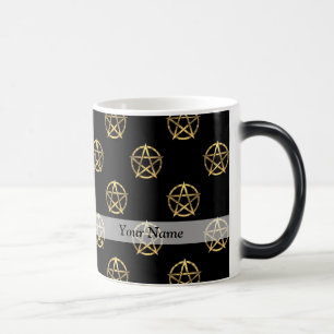Black and gold pentagram magic mug