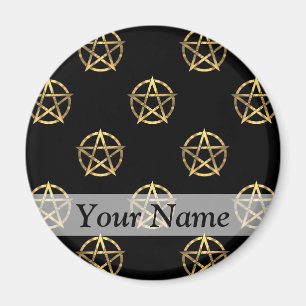 Black and gold pentagram magnet