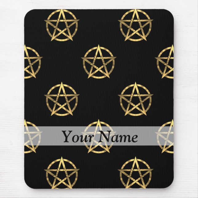 Black and gold pentagram mouse pad (Front)
