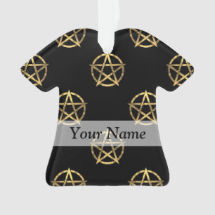 Black and gold pentagram ornament