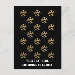 Black and gold pentagram postcard