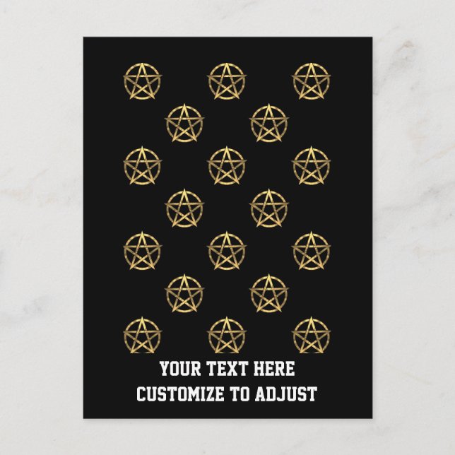Black and gold pentagram postcard (Front)