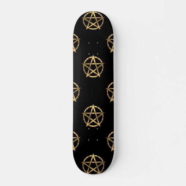 Black and gold pentagram skateboard (Front)