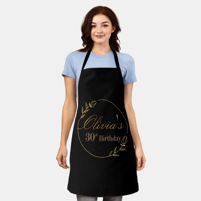 Black and Gold Personalized Apron (Worn)