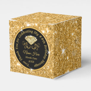 Black and Gold Personalized Birthday Favour Boxes