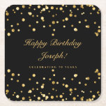 Black And Gold Personalized Birthday Square Paper Coaster<br><div class="desc">s</div>