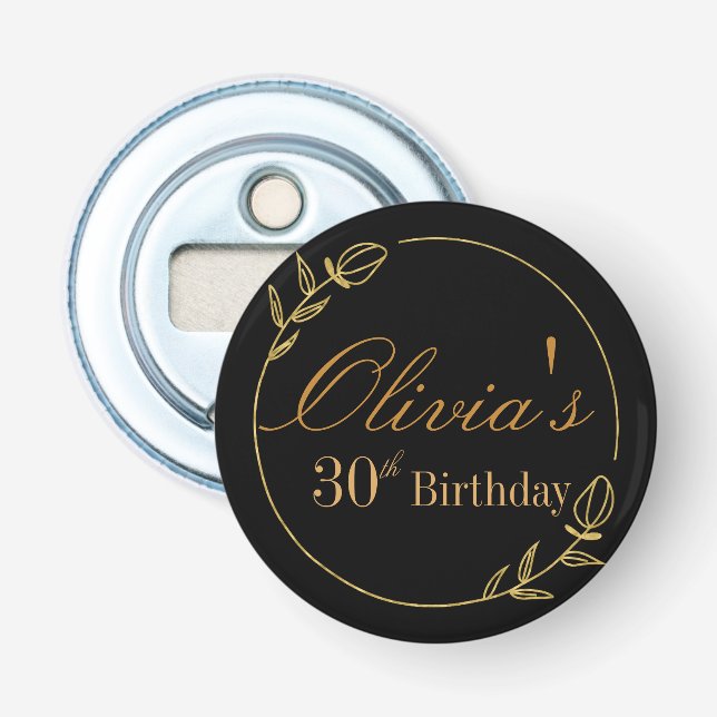 Black and Gold Personalized Bottle Opener (Front)